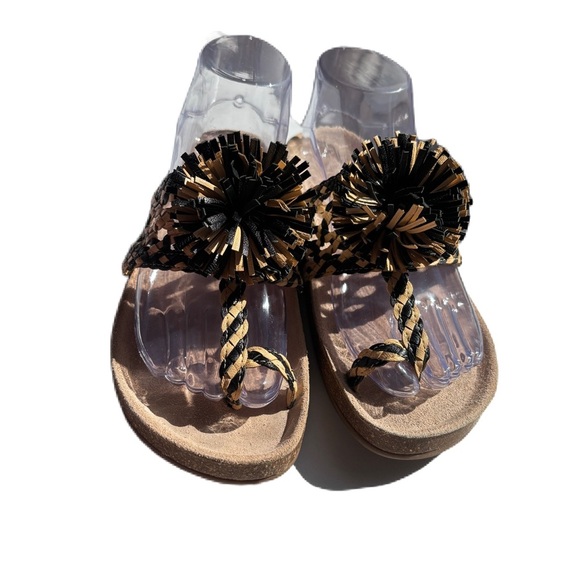 Ulla Johnson Netta Sandal Melange Black and Cream Size 37 Size 7 US Toe Strap - Picture 12 of 16